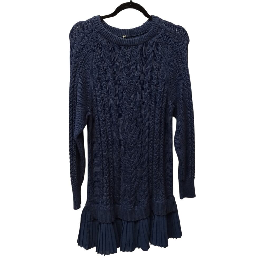Anthropologie Womens Delphine Twofer Cable Knit Sweater Dress Large Mini Preppy